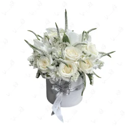 باکس گل گرد سفید گلفروشی آنلاین آزالیا کد b134