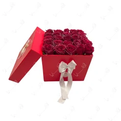 ارسال باکس گل در تهران-باکس گل رز قرمز 25 شاخه کد b196